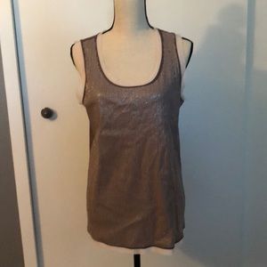 Sequin frayed edged top